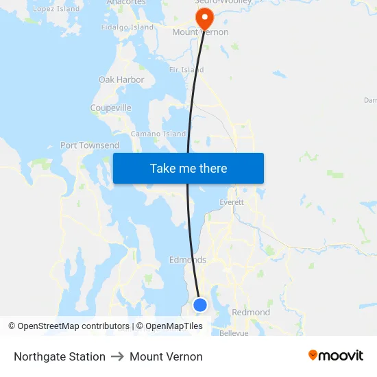 Northgate Station to Mount Vernon map