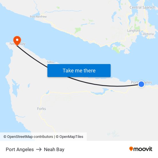 Port Angeles to Neah Bay map