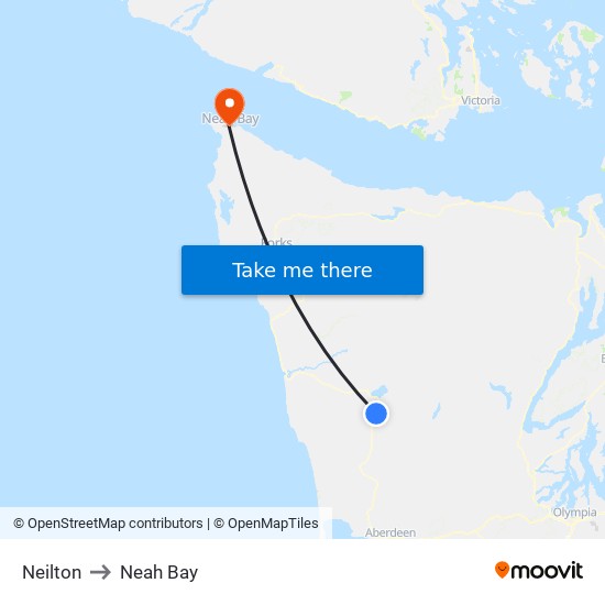 Neilton to Neah Bay map