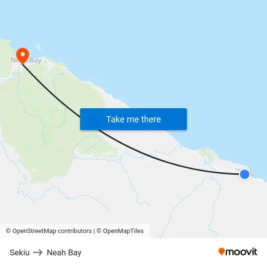 Sekiu to Neah Bay map