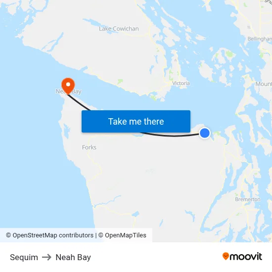 Sequim to Neah Bay map