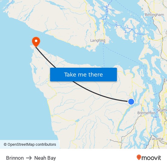 Brinnon to Neah Bay map