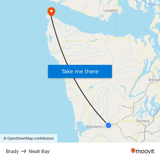 Brady to Neah Bay map