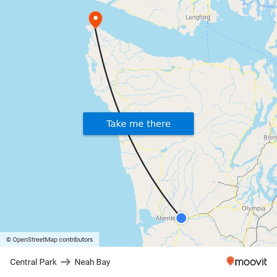 Central Park to Neah Bay map