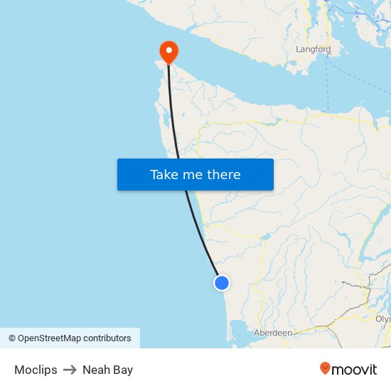 Moclips to Neah Bay map