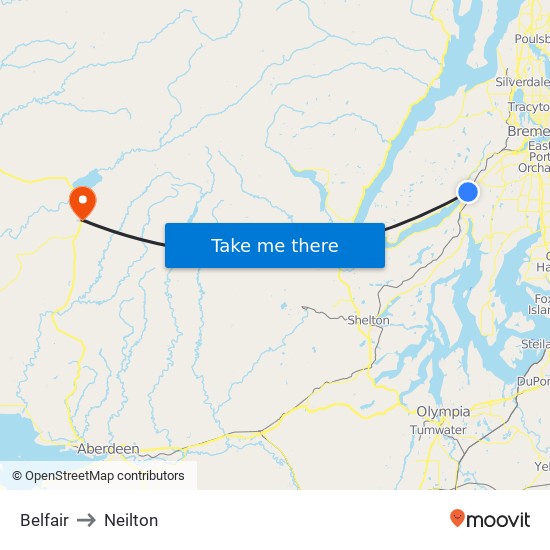 Belfair to Neilton map