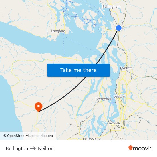 Burlington to Neilton map