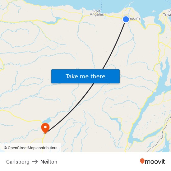 Carlsborg to Neilton map