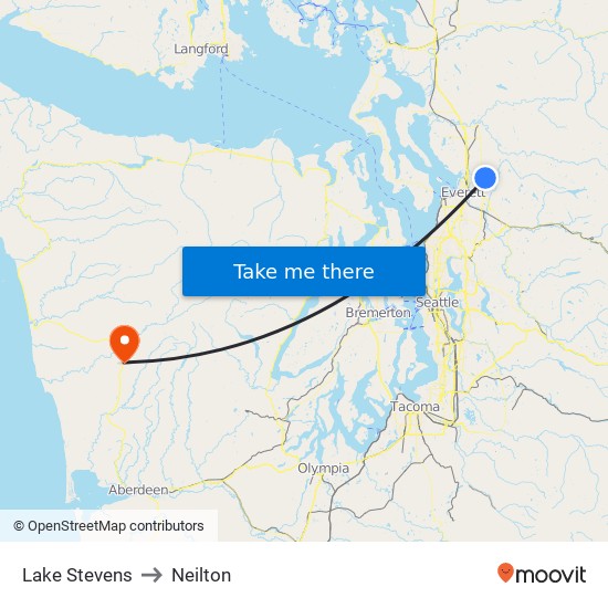 Lake Stevens to Neilton map