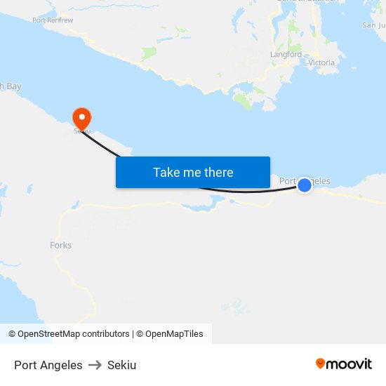 Port Angeles to Sekiu map