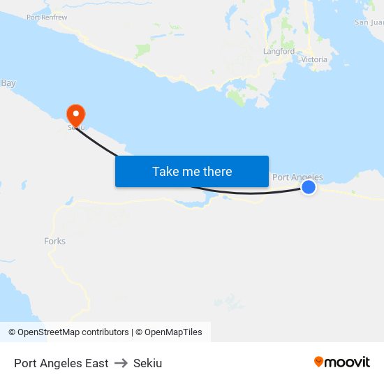 Port Angeles East to Sekiu map