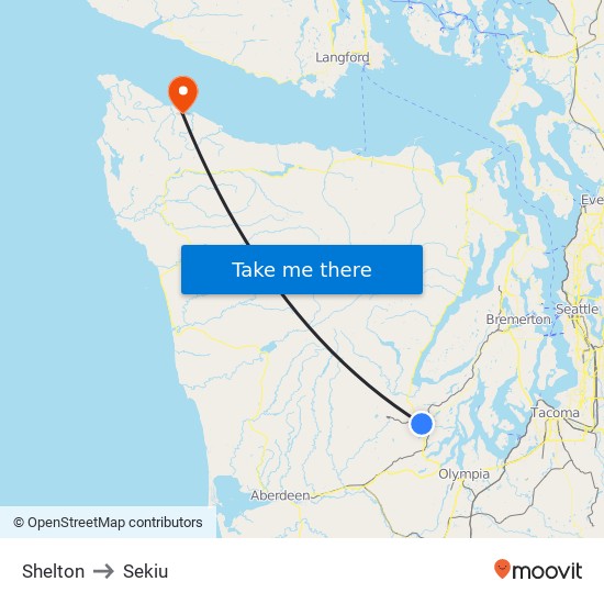 Shelton to Sekiu map