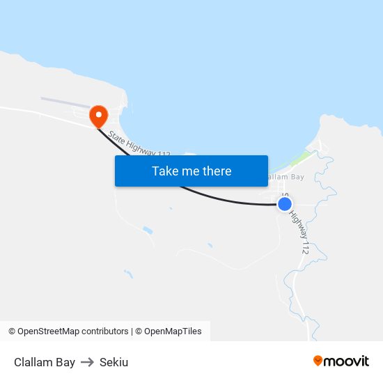 Clallam Bay to Sekiu map