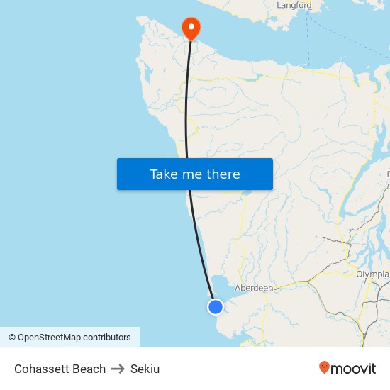 Cohassett Beach to Sekiu map