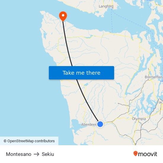 Montesano to Sekiu map