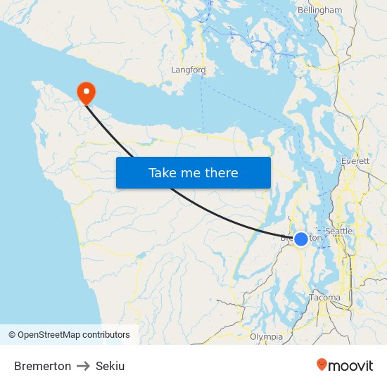 Bremerton to Sekiu map