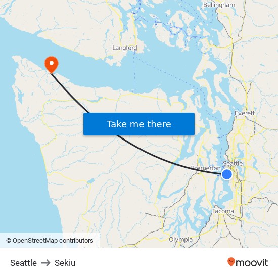 Seattle to Sekiu map