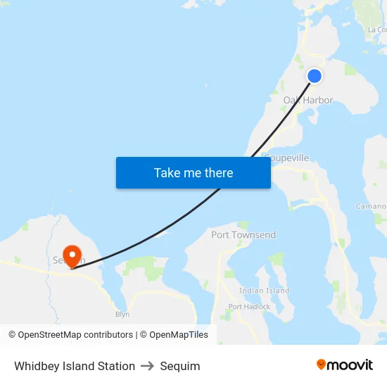 Whidbey Island Station to Sequim map