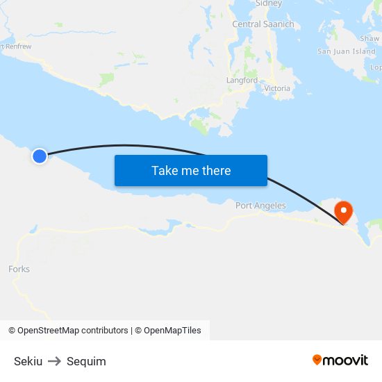 Sekiu to Sequim map