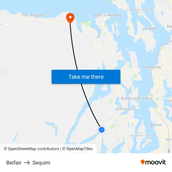 Belfair to Sequim map