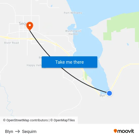 Blyn to Sequim map