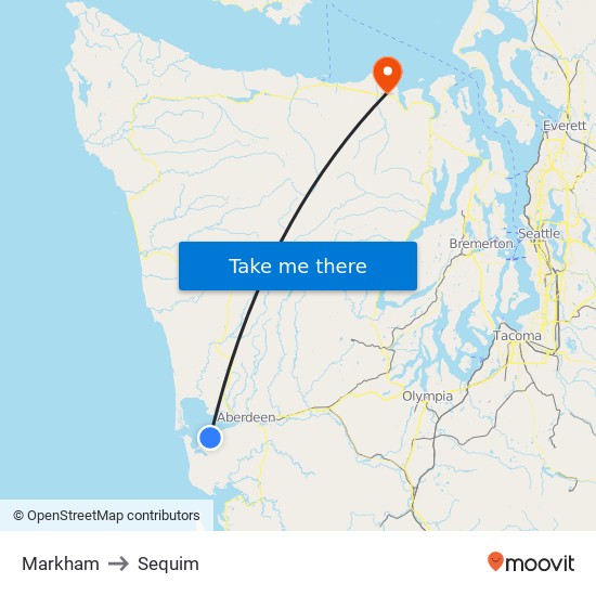 Markham to Sequim map