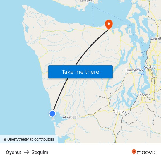 Oyehut to Sequim map