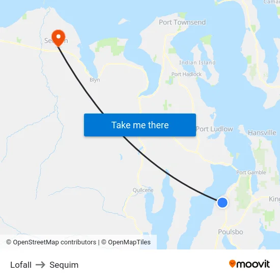 Lofall to Sequim map