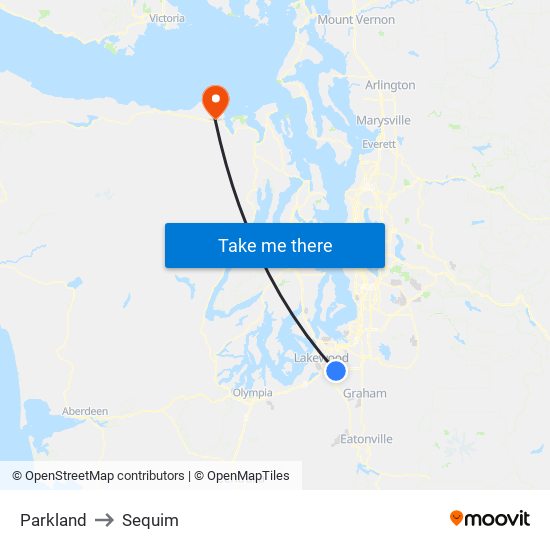 Parkland to Sequim map