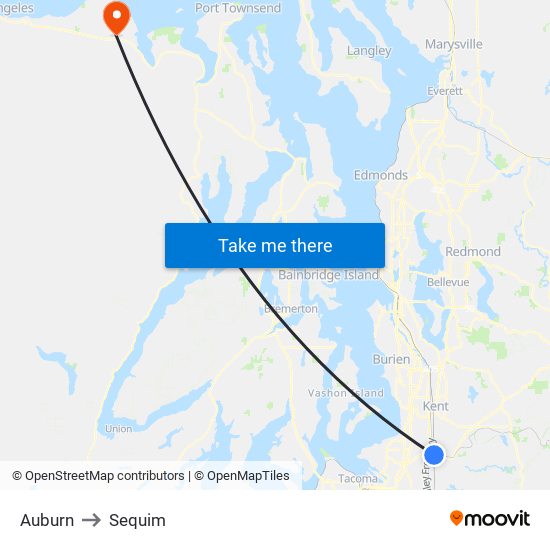 Auburn to Sequim map