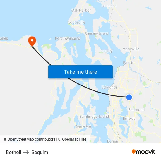 Bothell to Sequim map