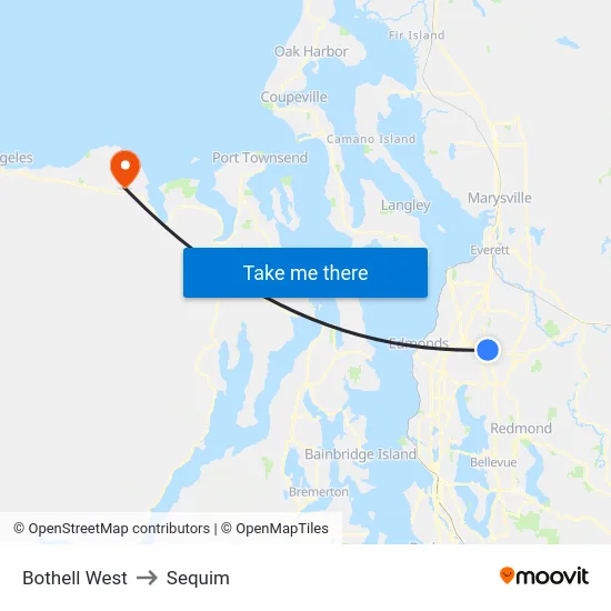 Bothell West to Sequim map