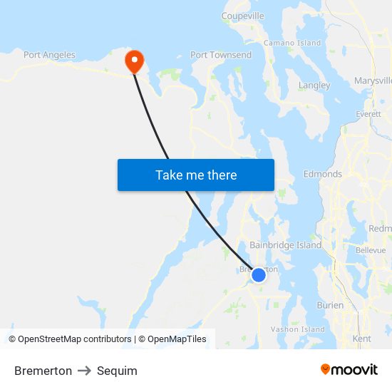 Bremerton to Sequim map