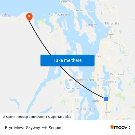 Bryn Mawr-Skyway to Sequim map