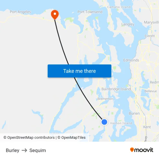 Burley to Sequim map