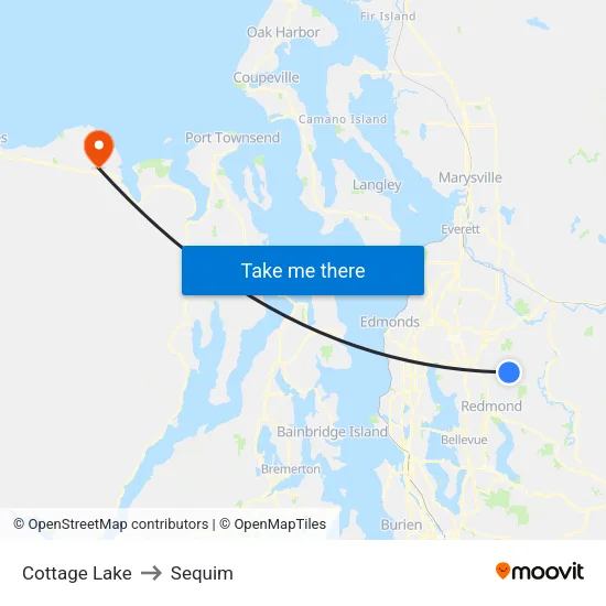 Cottage Lake to Sequim map