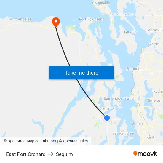 East Port Orchard to Sequim map