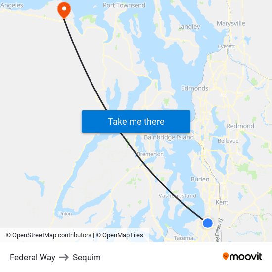 Federal Way to Sequim map