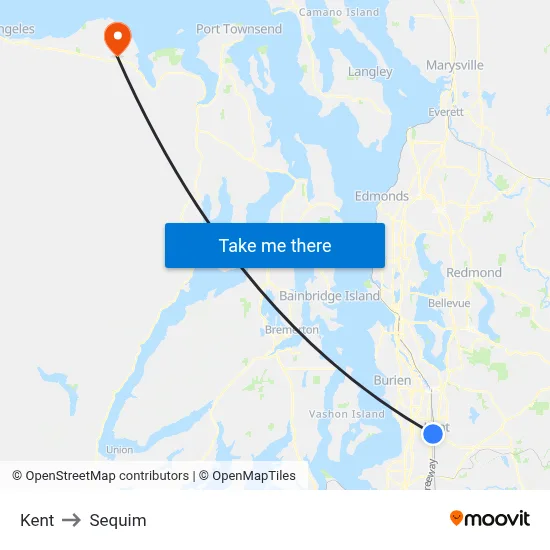Kent to Sequim map