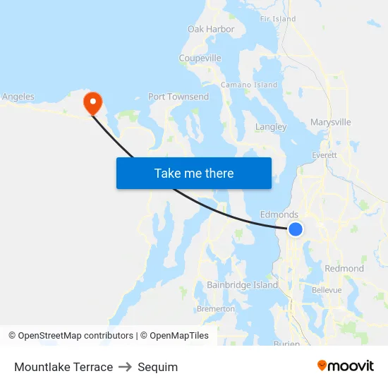 Mountlake Terrace to Sequim map