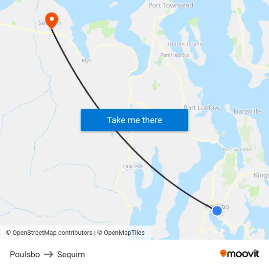 Poulsbo to Sequim map
