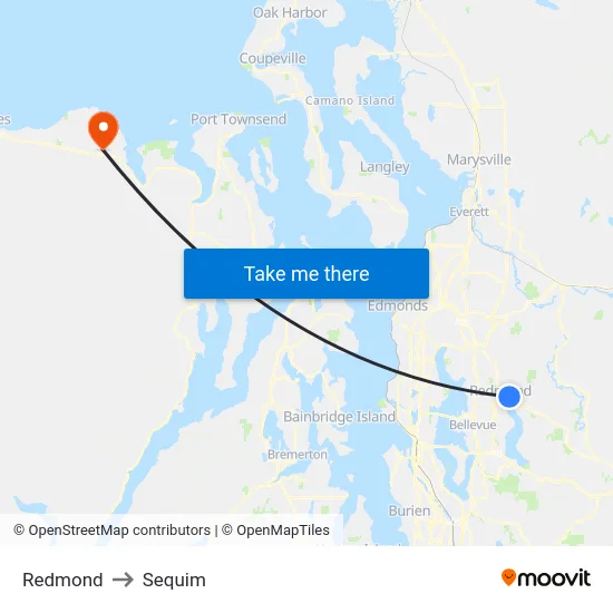 Redmond to Sequim map