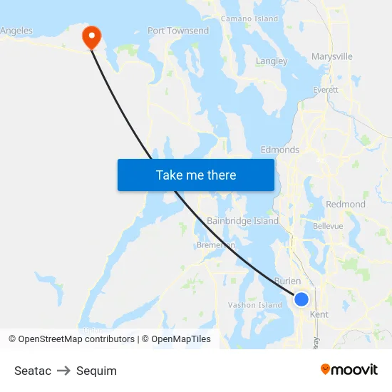 Seatac to Sequim map