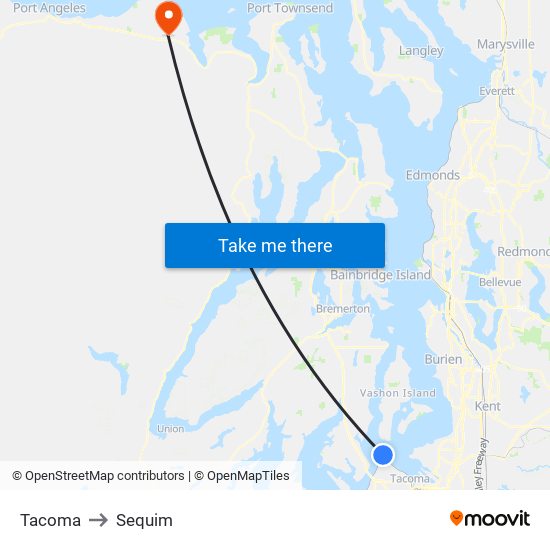 Tacoma to Sequim map