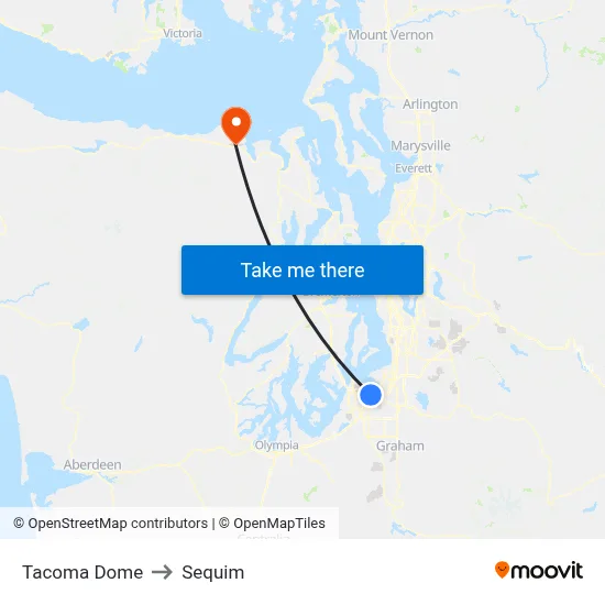 Tacoma Dome to Sequim map