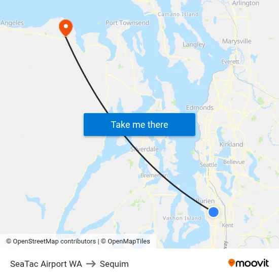 SeaTac Airport WA to Sequim map