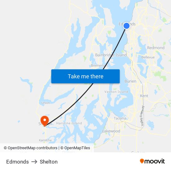 Edmonds to Shelton map