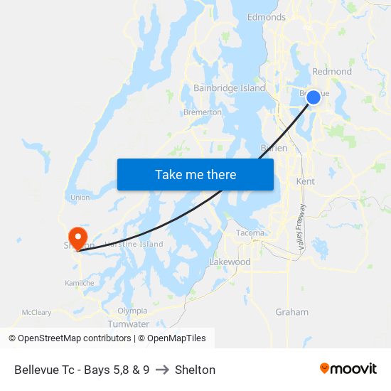 Bellevue Tc - Bays  5,8 & 9 to Shelton map