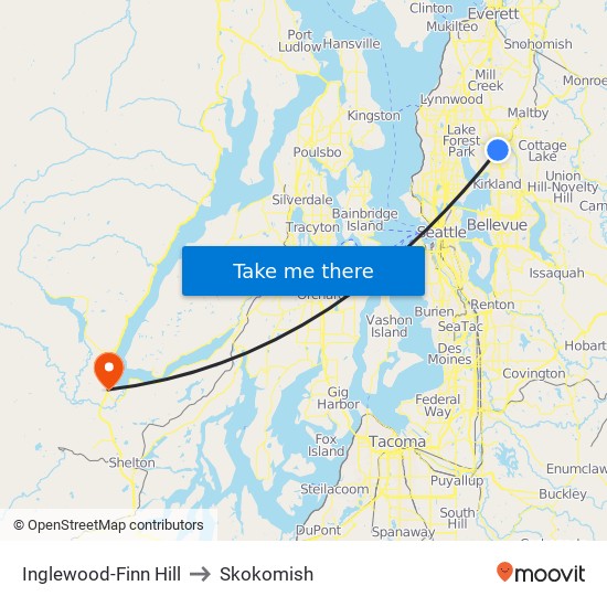 Inglewood-Finn Hill to Skokomish map