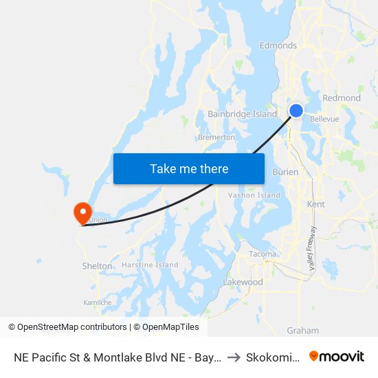 NE Pacific St & Montlake Blvd NE - Bay 1 to Skokomish map